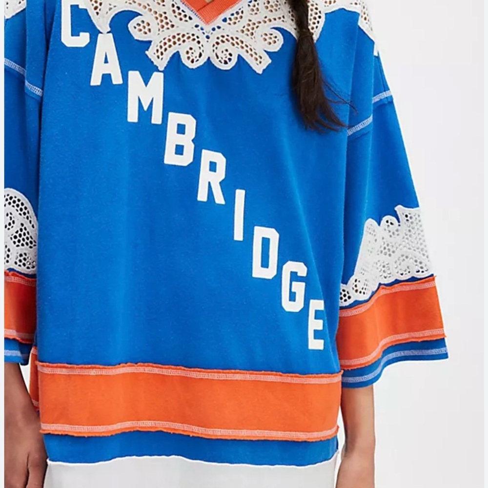 Free People Blue and Orange 'Cambridge' Tunic Top